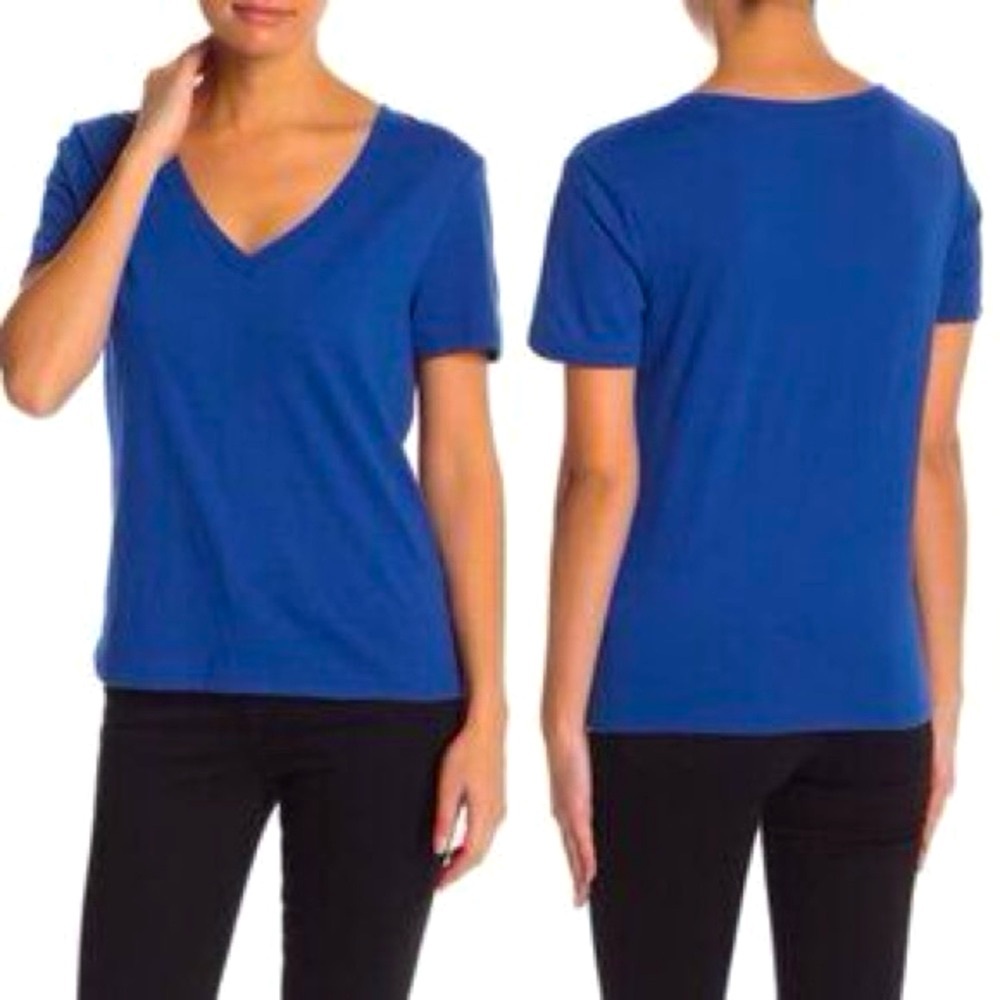 BP Nordstrom V-Neck Short Sleeve Tee 100% Cotton T-shirt Royal Blue